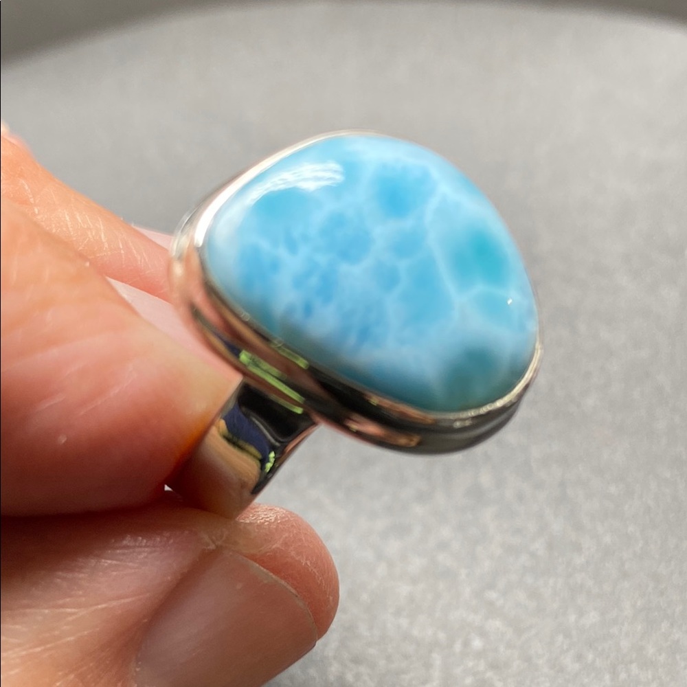 Larimar Ring Size 10 In Solid Sterling Silver 925 - image 3